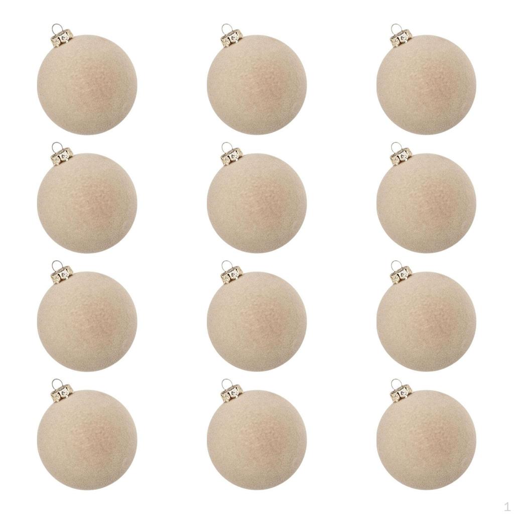 12 Pieces Velvet Christmas Ball Ornaments Tree Decor Elegant Sturdy Decorative Hanging for