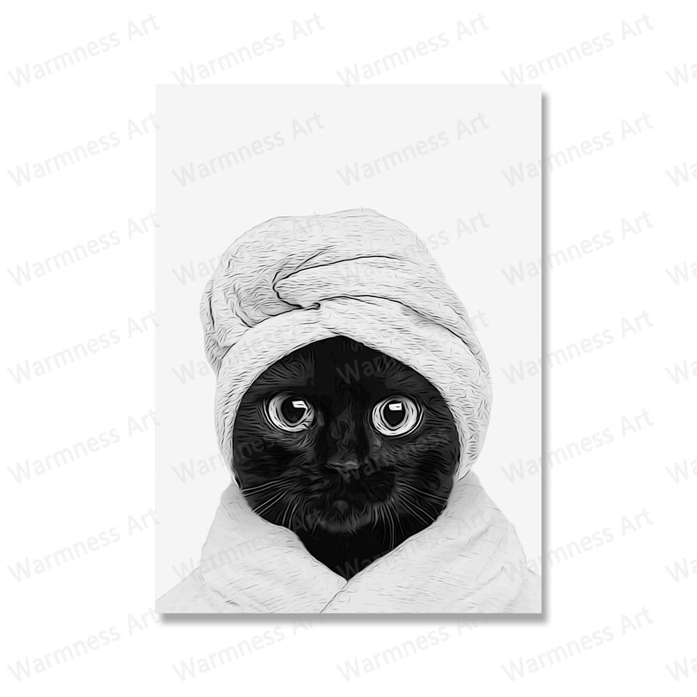 Animals Shark Pig Donkey Cat In Toilet Reading Newspaper Poster Canvas Painting Print Funny Wall Art Picture Kids Bathroom Decor