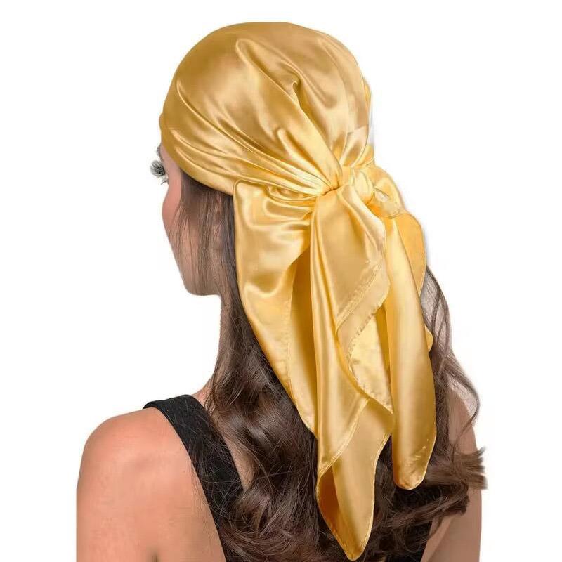 90cm Silk Scarf Scarftop Headwraps For Woman Fashion Four Seasons Hair Accessories Hijab Foulard Bandana Femme Headscarf