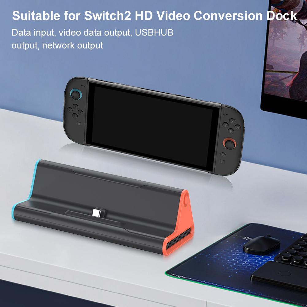 For Nintendo Switch 2 TV Docking Station Game Console Charging Dock Stand Base With HDMI-Compatible Output/Type C Port/USB Port