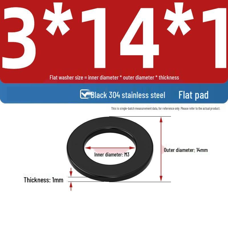 Ultra-Thin Black Zinc-Plated Stainless Steel Flat Washer (M2-M20)