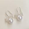 Shell Beads Drop Earrings Wedding Bride Ear Hook Exquisite Bow Pearl Long Earrings  Girls Gift