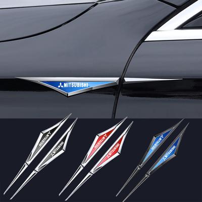 2 szt. Paski Błotnika Samochodowego ze Stopu Naklejka z Emblematem Bocznym do Ralliart ASX Lancer Cordia Pajero Outlander Galant Mirage Colt
