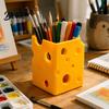 Student Desk Supplies Creative 3D Printed Cheese Pen Holder Cute Desktop Organizer Office Storage Multifunctional Ornament for Home And Accessories