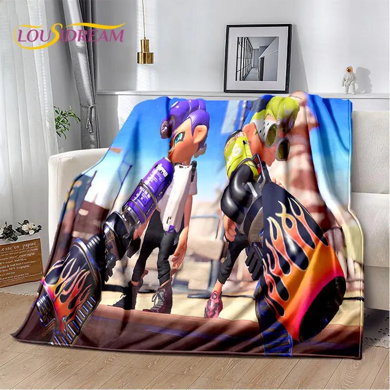 Oyunlar, Splatoon, Karikatür Yumuşak Peluş Battaniye, Flanel Battaniye Oturma Odası Yatak Odası Yatak Kanepe Piknik Örtüsü için Battaniye Atmak Bettdecke