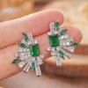 Baroque court retro stud earrings, imitation emerald fireworks earrings, luxury dress design accessories