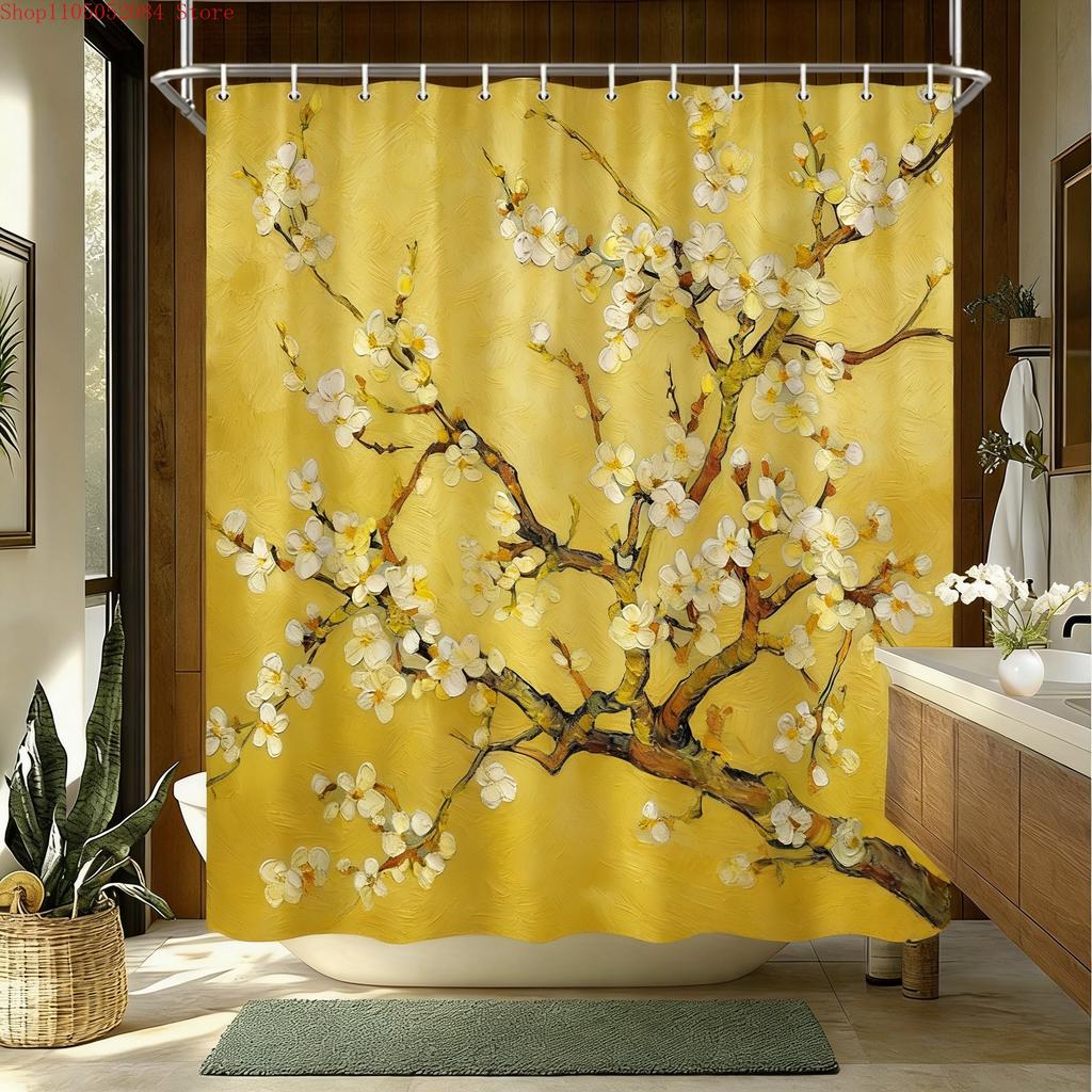 Watercolor Lavender Bouquet Waterproof Shower Curtain For Bathroom Decor