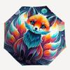 1pc Galactic Fox Auto-Folding Umbrella: Portable 3-Fold Design with Iron Frame, Perfect for Outdoor Use, Festive Gifts, Travelers, Daily Use, and Fans