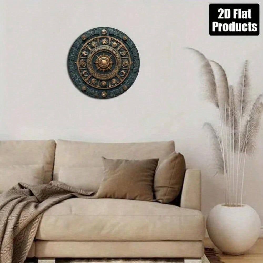 Elegant Sun Moon Metal Wall Art 8x8 Inch Round Shield Decor For Home Office Living Room Gift