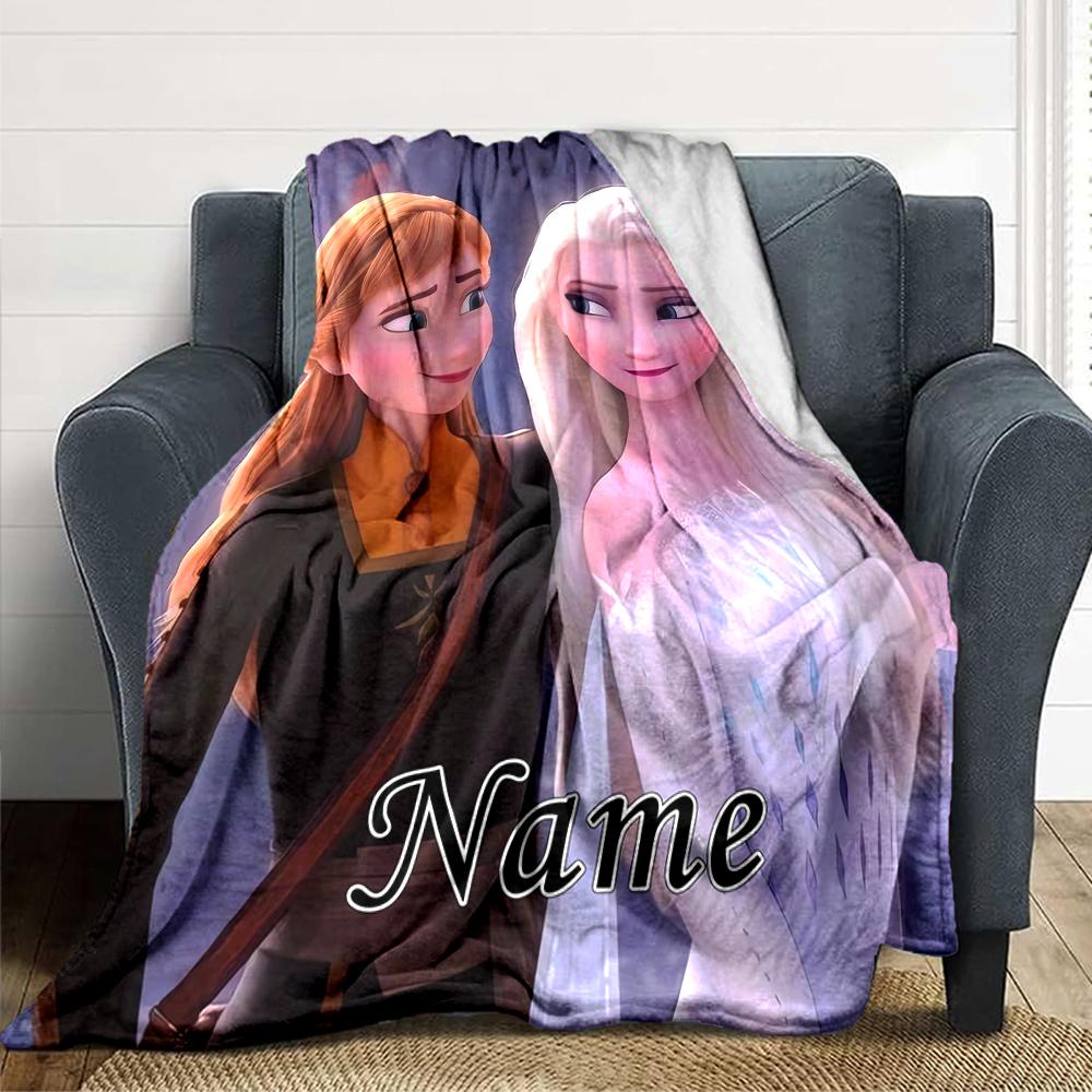 Custom Name Elsa'S Winter Fantasy Party Blanket For Couch Bed Plush Cozy Fuzzy Blanket Super Soft Warm Blankets For Fall And Winter 091665