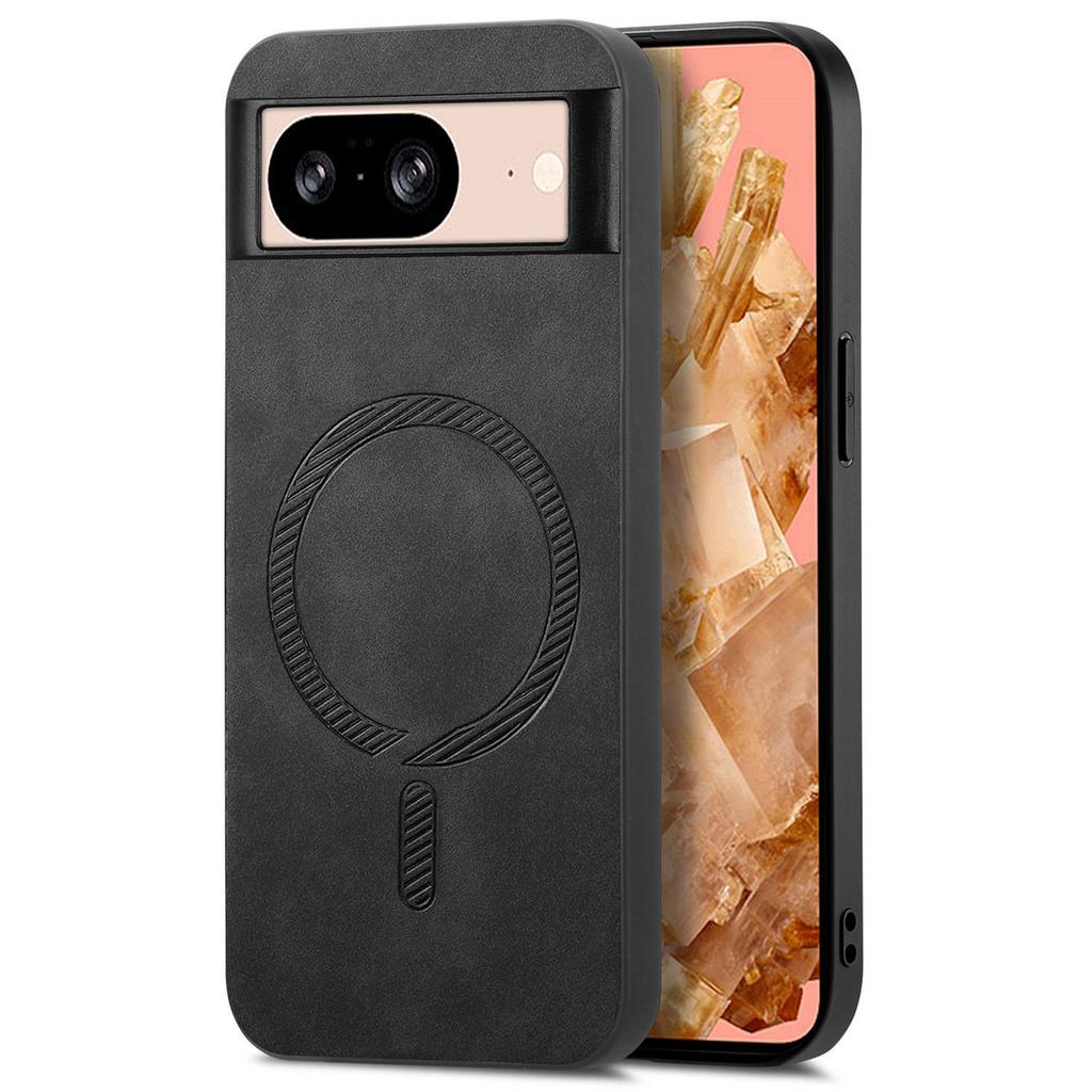For Google Pixel 8 Leather Back Magnetic Case Skin-touch Phone Cover
