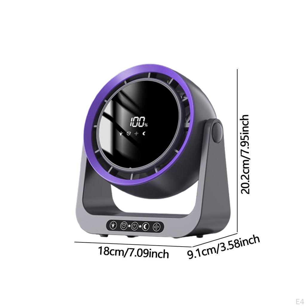 90° Tilt Head Hangable Table Fan Desk USB Rechargeable Quiet Desktop Travel for