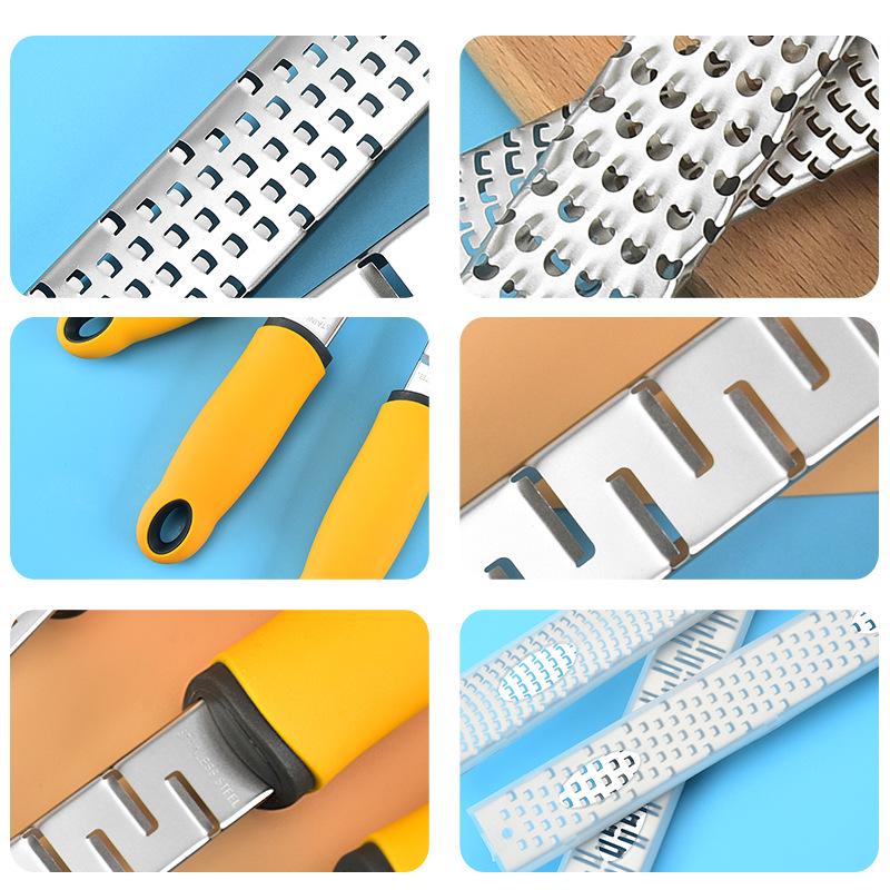 Versatile 304 Stainless Steel Grater with Rubber Handle - Cheese, Potato, Lemon Zester