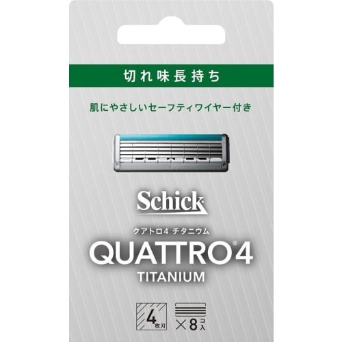 

Сменные титановые лезвия Quattro Schick Quattro 4 (8 шт.) Сделано в Германии 4 лезвия с предохранительной проволокой серебристого цвета