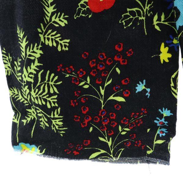 VERSACE made in Italy Floral Thin Long pants 24/38 Black series Side zip Women Used