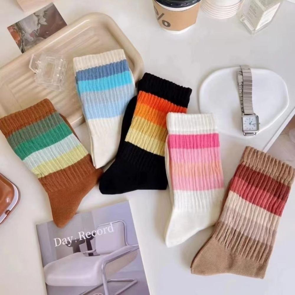 

Полосатые носки с нагромождением, дышащие вязаные носки, модные ботинки с рукавами, четыре сезона