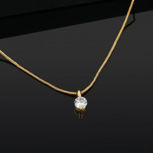 

Estele - Valentine Special 24 KT gold plated timeless Solitaire Diamond Pendant