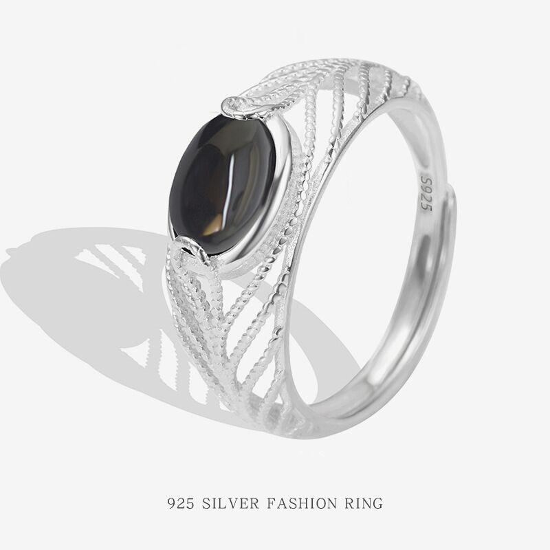 

S925 Sterling Silver Oval Stone Antique Turquoise Rings For Women Vintage Silver Color Wedding Bands Engagement Jewelry