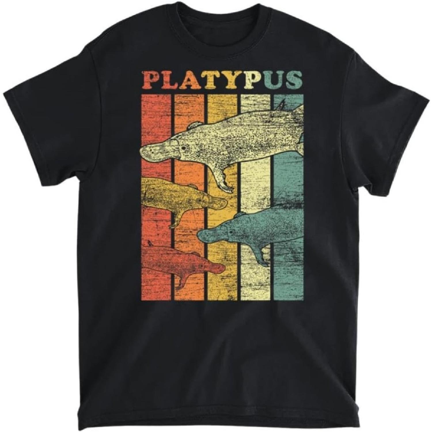 Retro Platypus T Shirt Duck Beaver T-Shirt, Long Sleeve Shirt, Sweatshirt, Hoodie Unisex Adult Size Made in Canada S