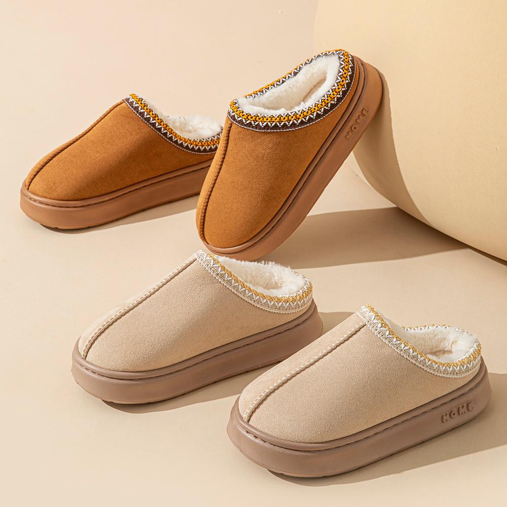 Comfortable New Style Pure Color Faux Suede Home Slippers For Women And Men Ideal For Warmth And Non-slip Durability In Multiple Sizes