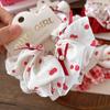 Red Scrunchies Cherry Plaid Girls Elastic Hair Bands Red Bow Polka Dot Heart Hair Rope Ties Ponytail Holder Rubber Band Headwear