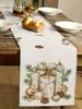 1pc Christmas Gift Pine Cone Table Runner Beige Gold Ornament Design For Holiday Dining Table Decor Elegant Durable