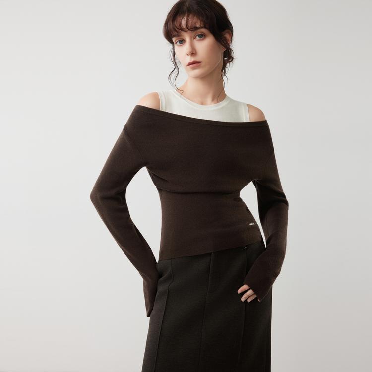 ELLE French Fashion Design Two-Piece Casual Loose Pullover Versatile Slimming Long Sleeve Knitted Sweater Women Sweater EZ53274