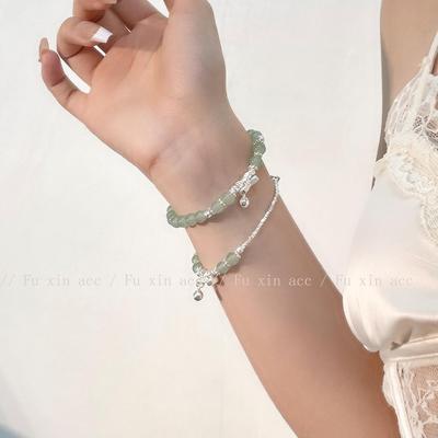 Retro Jade Bow Bell Bracelet: High-End Niche Fashion Jewelry