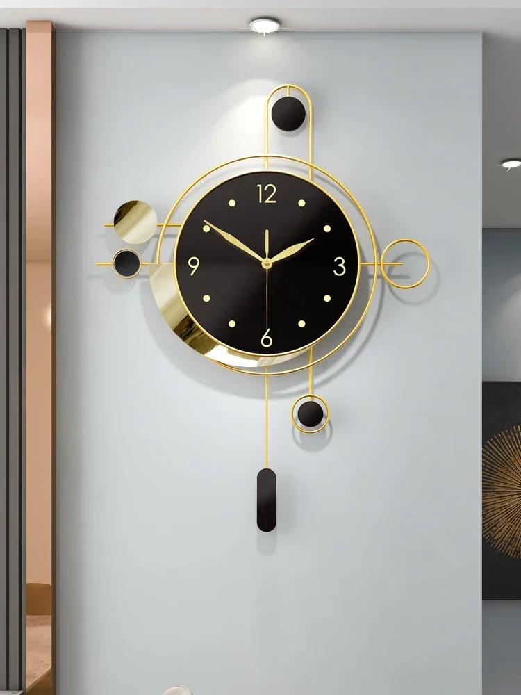 Large Metal Wall Clocks Luxury Silent Creative Pendulum Clock Living Room Gold Watches Art Nordic Home Decoration for Bedroom