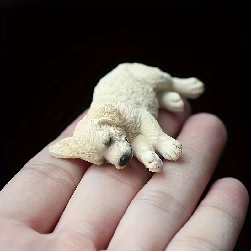 2pcs Golden Retriever Statue Set Car Ornaments and Decorations Cute Labrador Creative Decorative Sleeping Replica Model