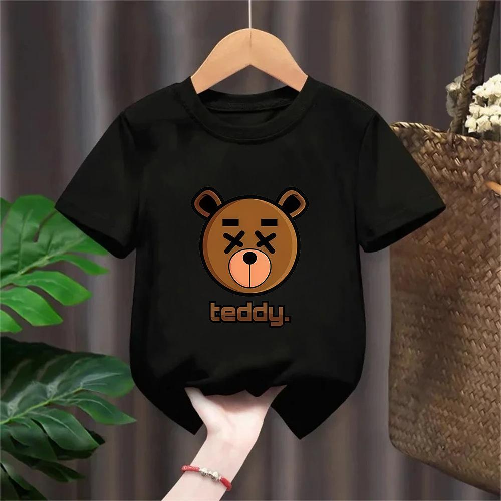 Children Tshirt With Added Sugar Summer New Product for Boys Girls Cartoon Teddy Bear Short Sleeved T Baby Cute Pattern