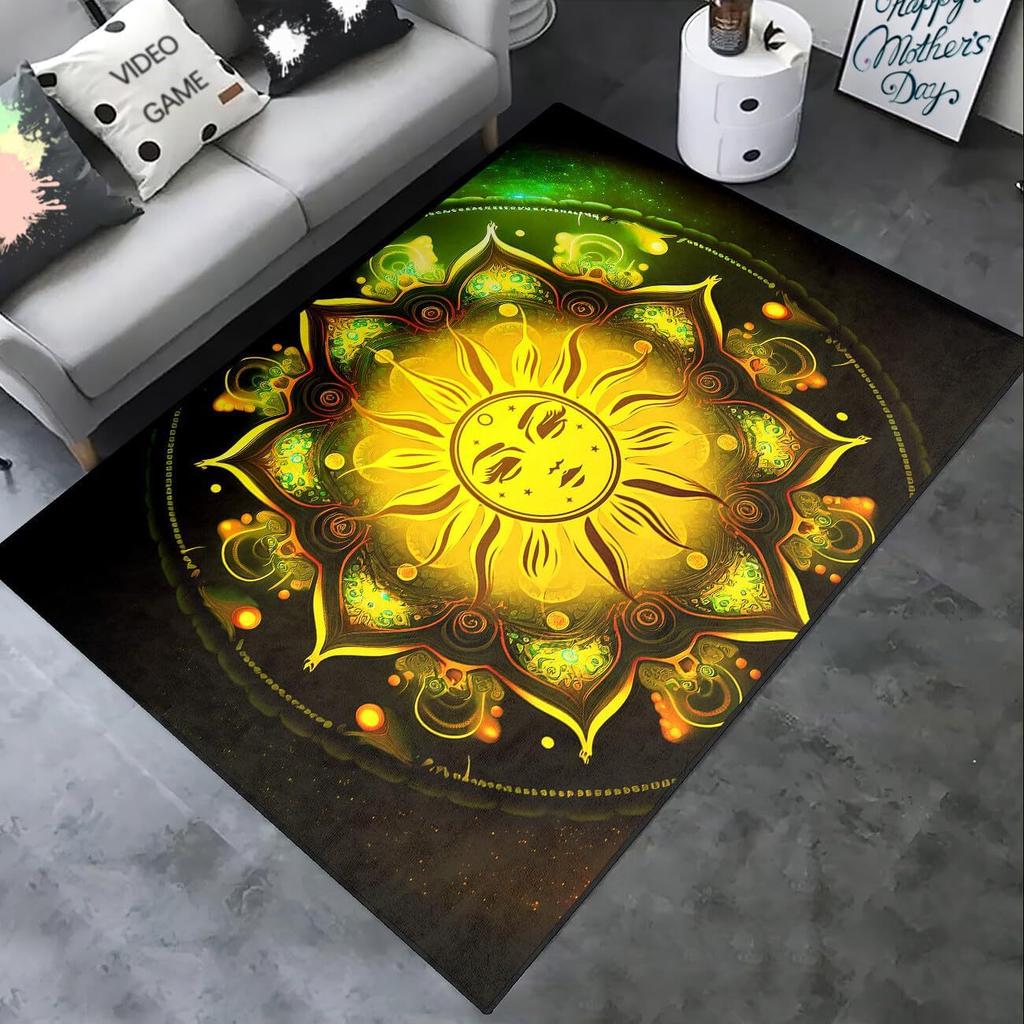Bohemian sun, moon, starry sky, celestial bodies, carpets, living room, bedroom and home decoration