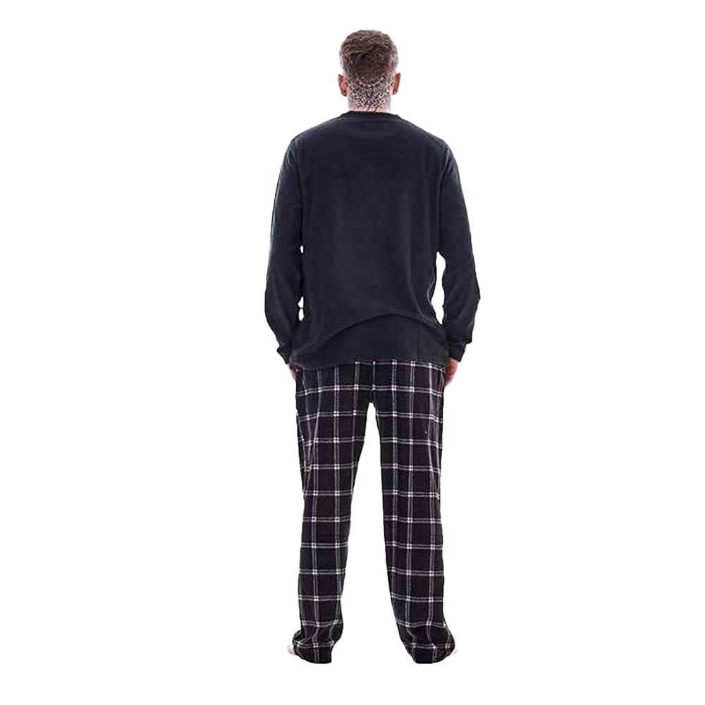Keanu Mens Checked Microfleece Long Pyjama Set