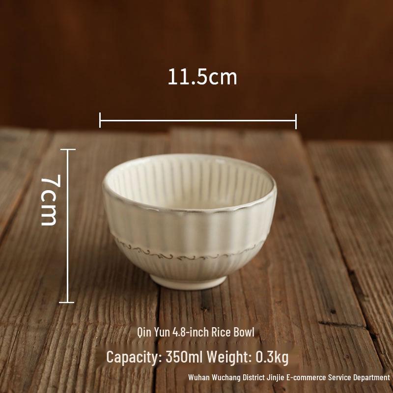 Retro Chinese High-Temperature Resistant Ceramic Bowl – Versatile for Rice, Noodles, Desserts, Soups