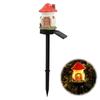 Solar Resin Garden Stake Lights Mushroom House Shaped Outdoor Waterproof Landscape Decorative Lawn Lamps for Yard Pathway