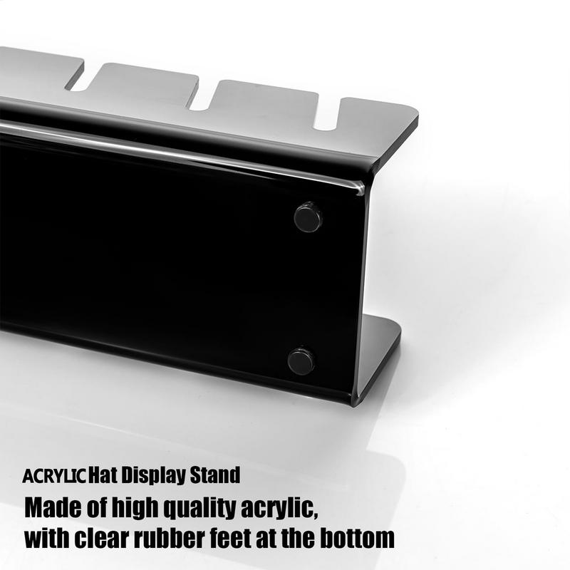 Baseball Cap Holder Acrylic Hat Display Rack For 7 Ball Caps Space Saving Stand Shelf With 2 Self-Adhesive Hooks No Install Home