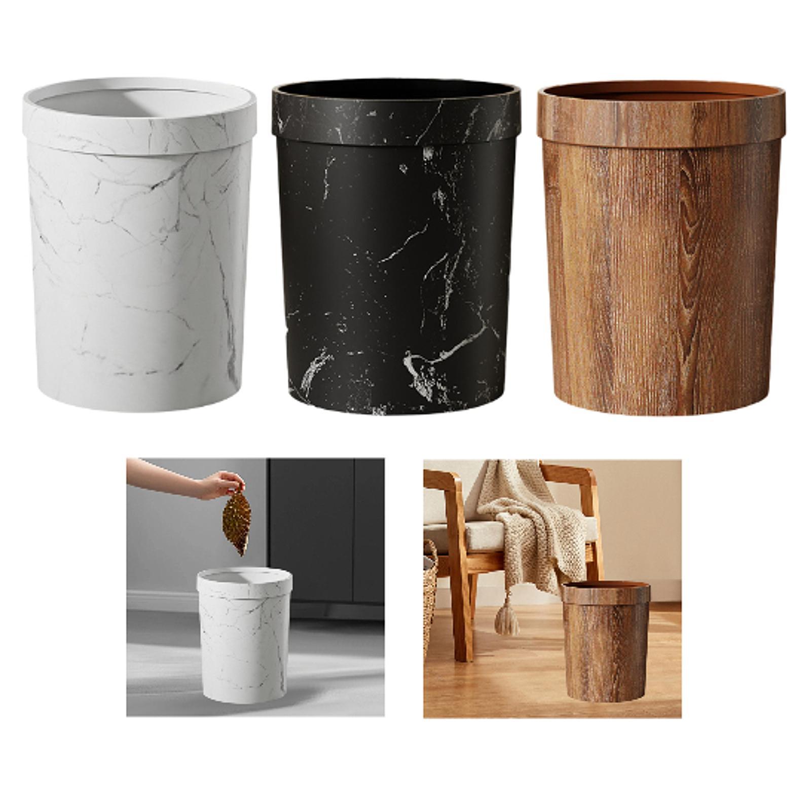 Wastebasket Modern Paper Basket Round Trash Bin for Bathroom marrone