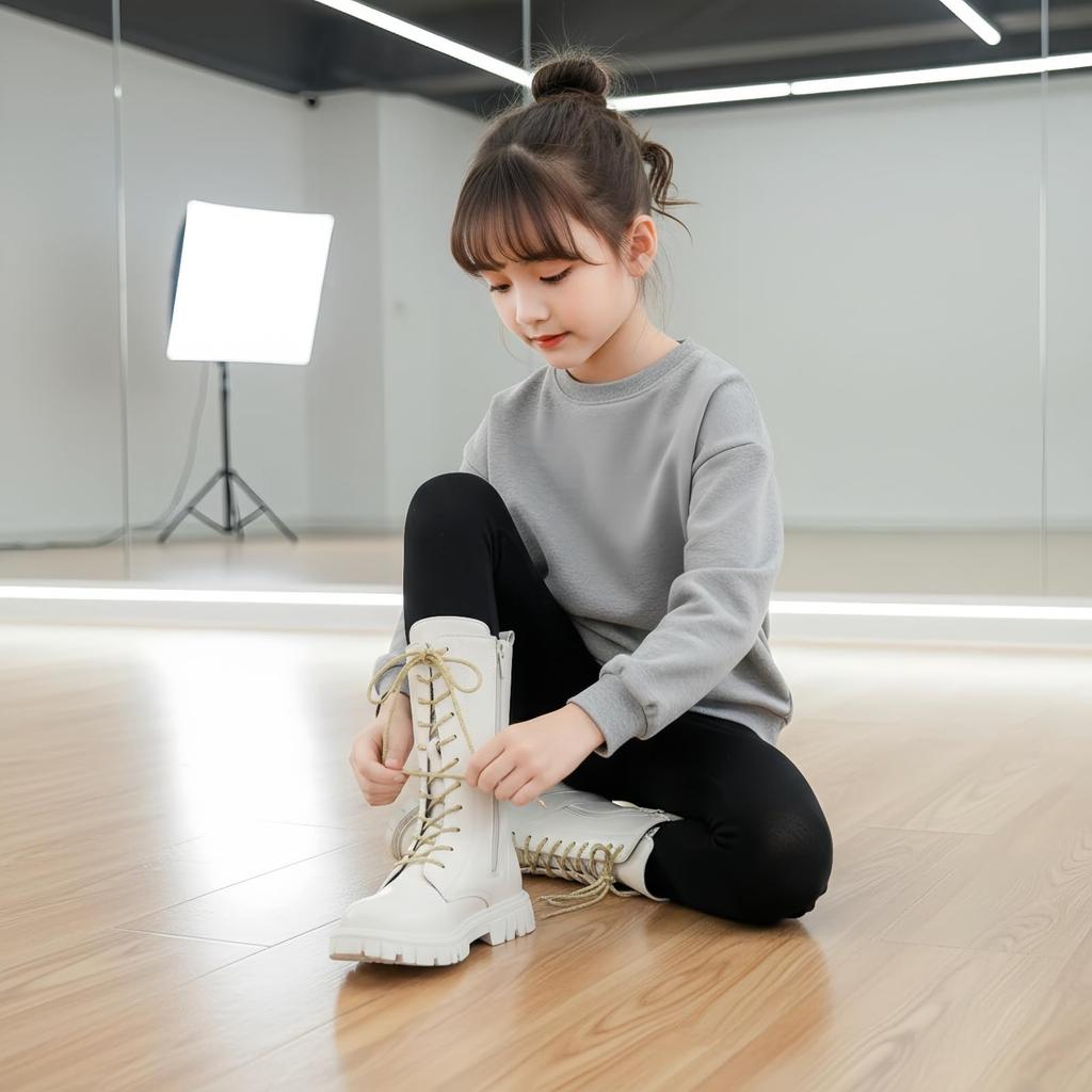 Dívčí kozačky Krátké kotníkové boty Boční zip Měkká podrážka Kožené Společenské Jezdecké boty Pro děti