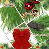 1/2Pcs Christmas Teardrop Swag Wreath with Norfolk Pine Greenery Stairway Swag Red Bow Balls Winter Xmas Hanging Garland Decoration