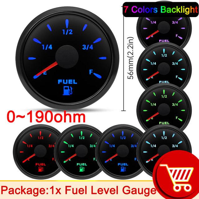 

AD 52mm Fuel Level Gauge 7 Color LED signal 0~190 240-33ohm fuel level pointer Oil Tank Level Indicator for Marine Boat Car