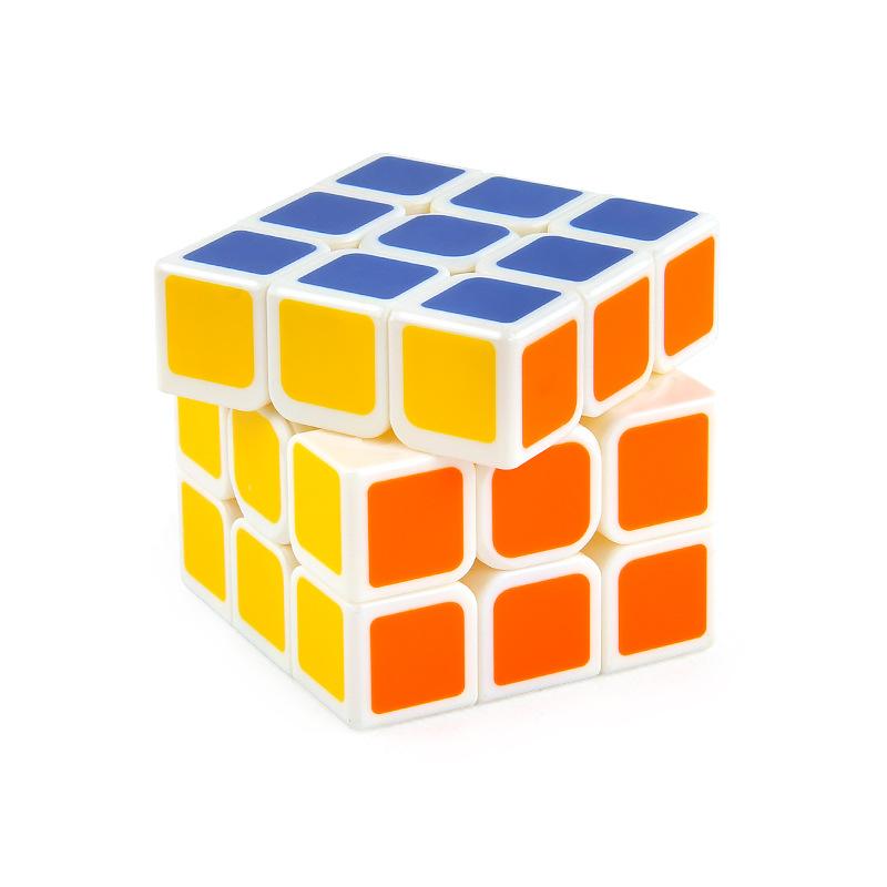 Puzzle With Spring Smooth Rounded Corners Third-Order Rubik'S Cube Solid Color Positive-Order Rubik'S Cube Competition Racing Toy Color Box