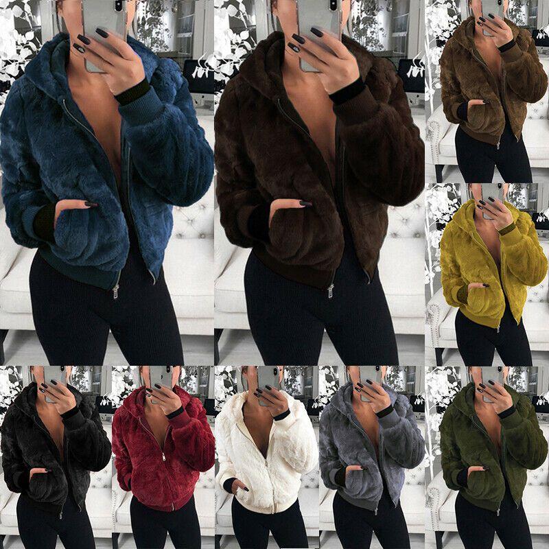 Luxurious Women's Teddy Bear Coat Jacket Winter Warm Hooded Fur Fluffy Outwear Overcoat