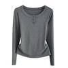 Women Ribbed Round Neck Top Long Sleeve Slim Stretch Inner Outer Basic Daily Wear