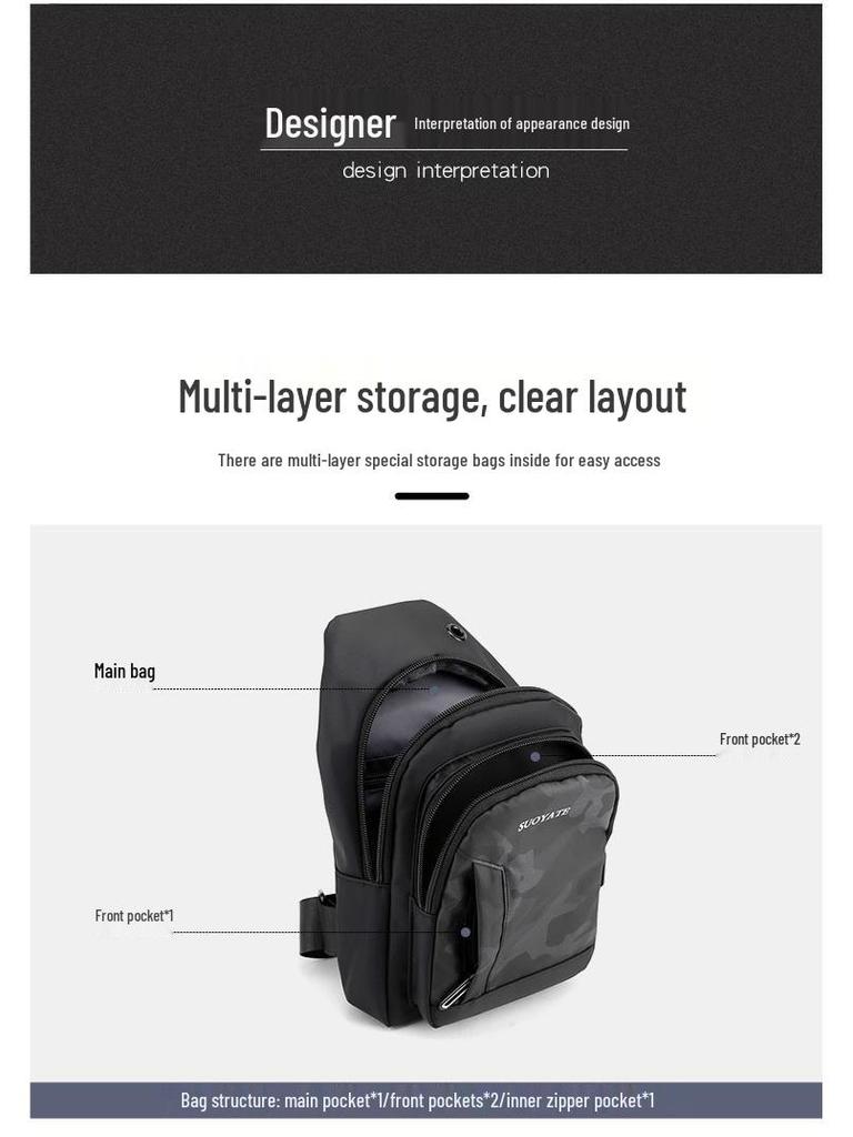 Men's Camouflage Oxford Cloth Crossbody Chest Bag - 2025 Summer Sports Backpack