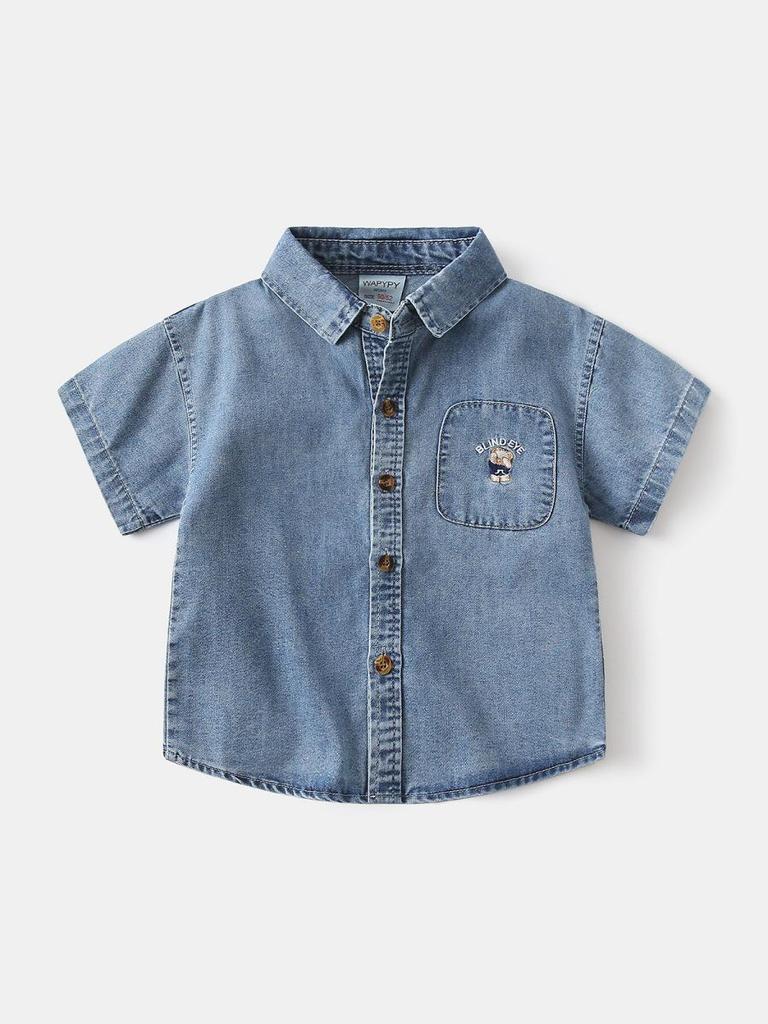 Boys' Handsome Summer 2026 Denim Short-Sleeved Shirt