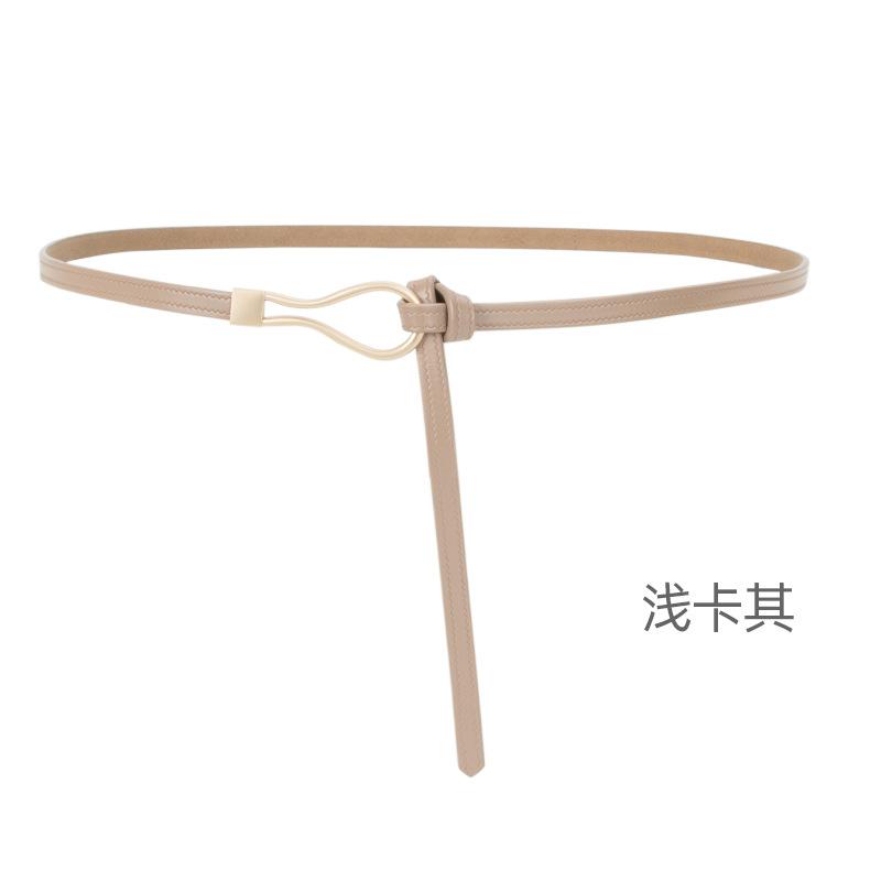 Four Seasons Available New Women'S Leather Thin Belt With No Hole Design Decorative Belt Waist Seal Dress Versatile Two Layer Leather Belt