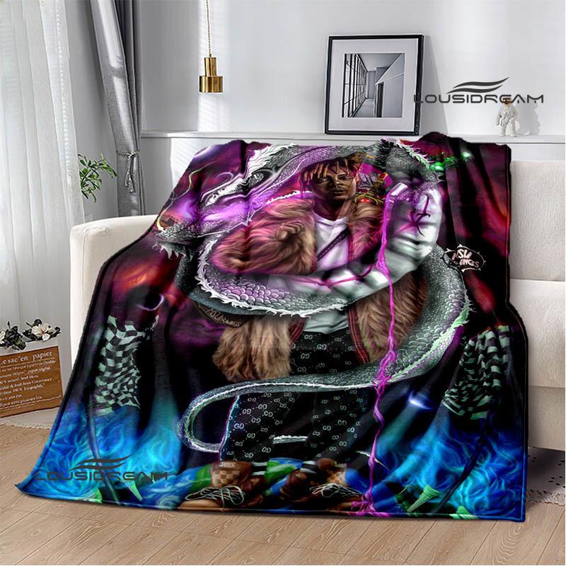 3D Rapper Juice Wrld 999 Retro Printed blankets Flannel Warm blanket Soft Cozy Blanket Travel Blankets bed linings Birthday Gift
