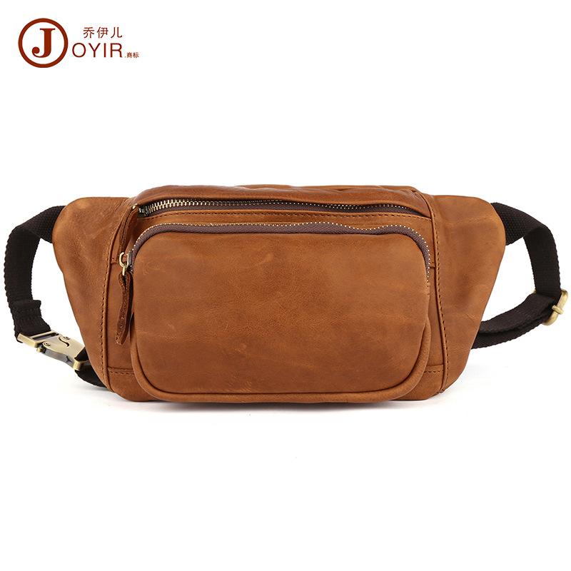 Borsello da Petto da Uomo in Pelle Crazy Horse Multifunzionale Borsa a Vita per Cellulare Borsa a Tracolla in Pelle da Uomo Borsa da Uomo Casual di Tendenza