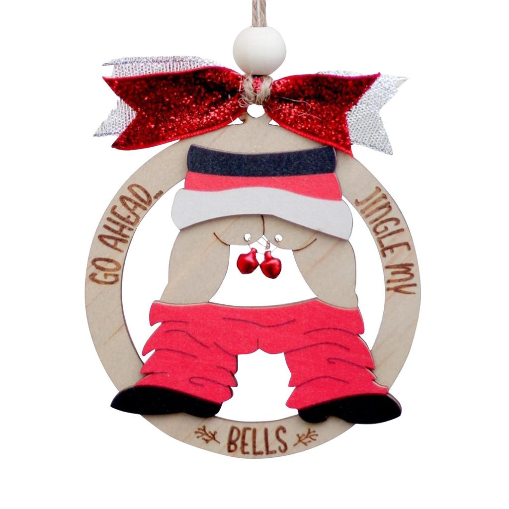 Christmas Decoration Funny Wooden Pendant With Tether Christmas Tree Pendant Spoofing Pendant