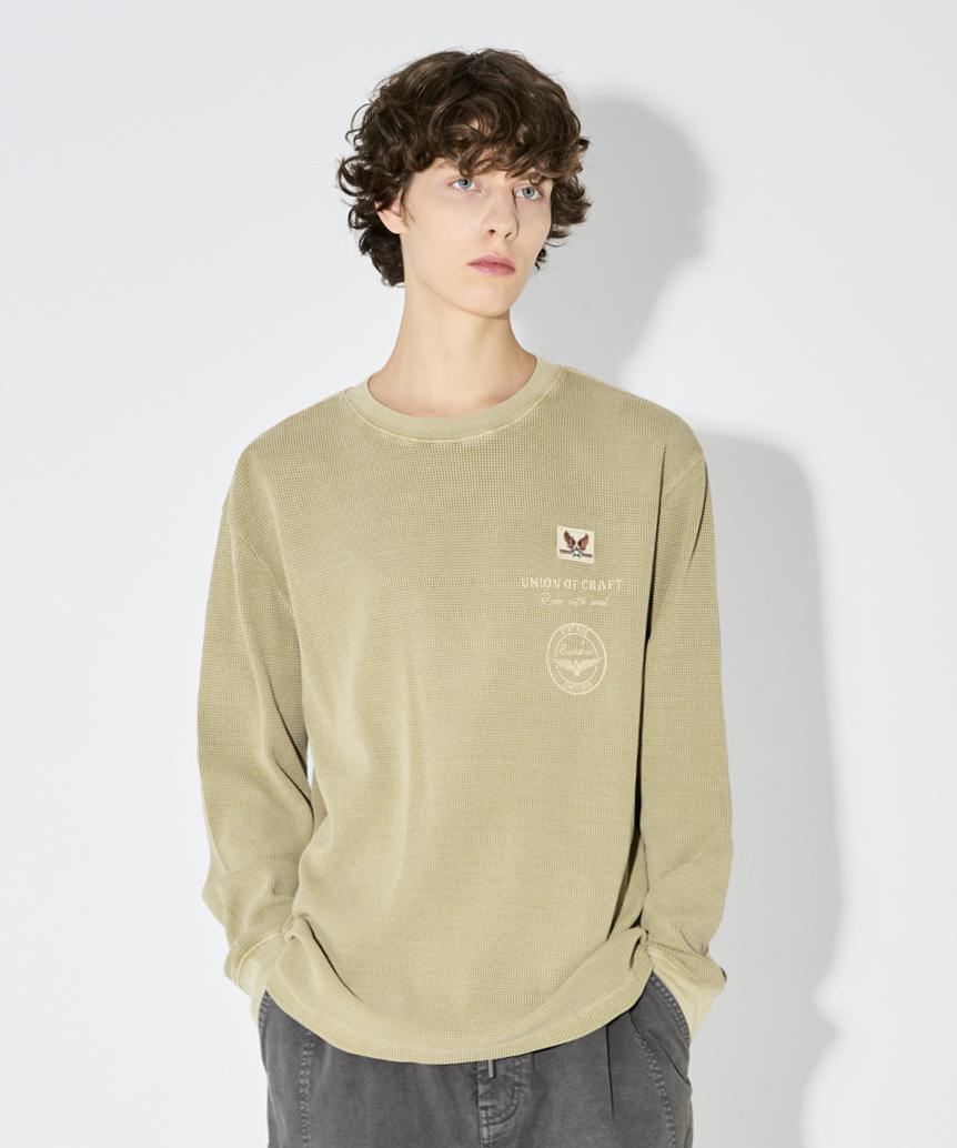 Burkeru Waffle Dyed Long Sleeve Ts Dark Beige Dark Beige_L